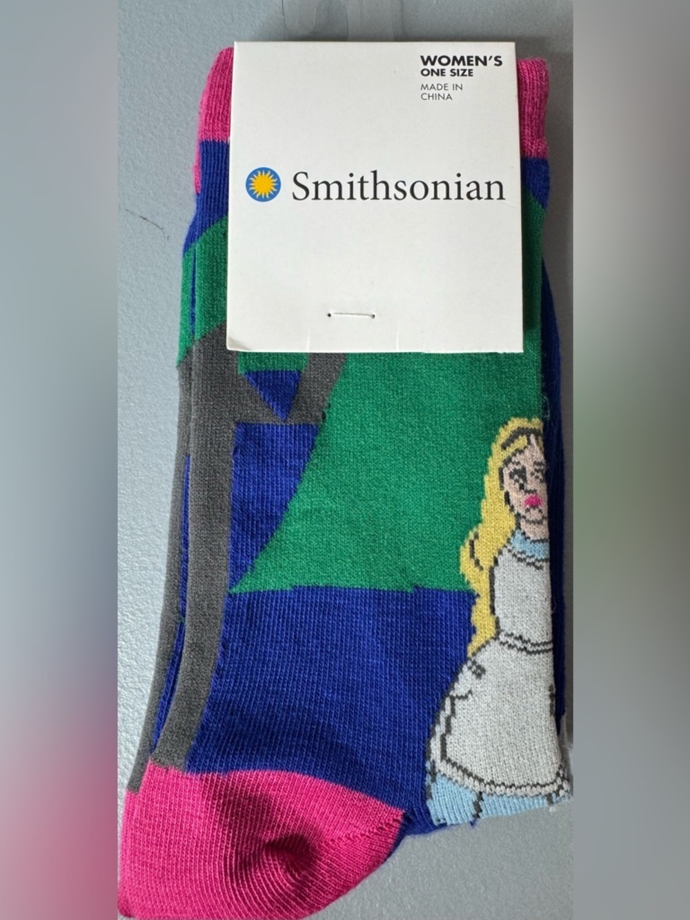 Smithsonian Alice in wonderland vibrant crew socks American art museum